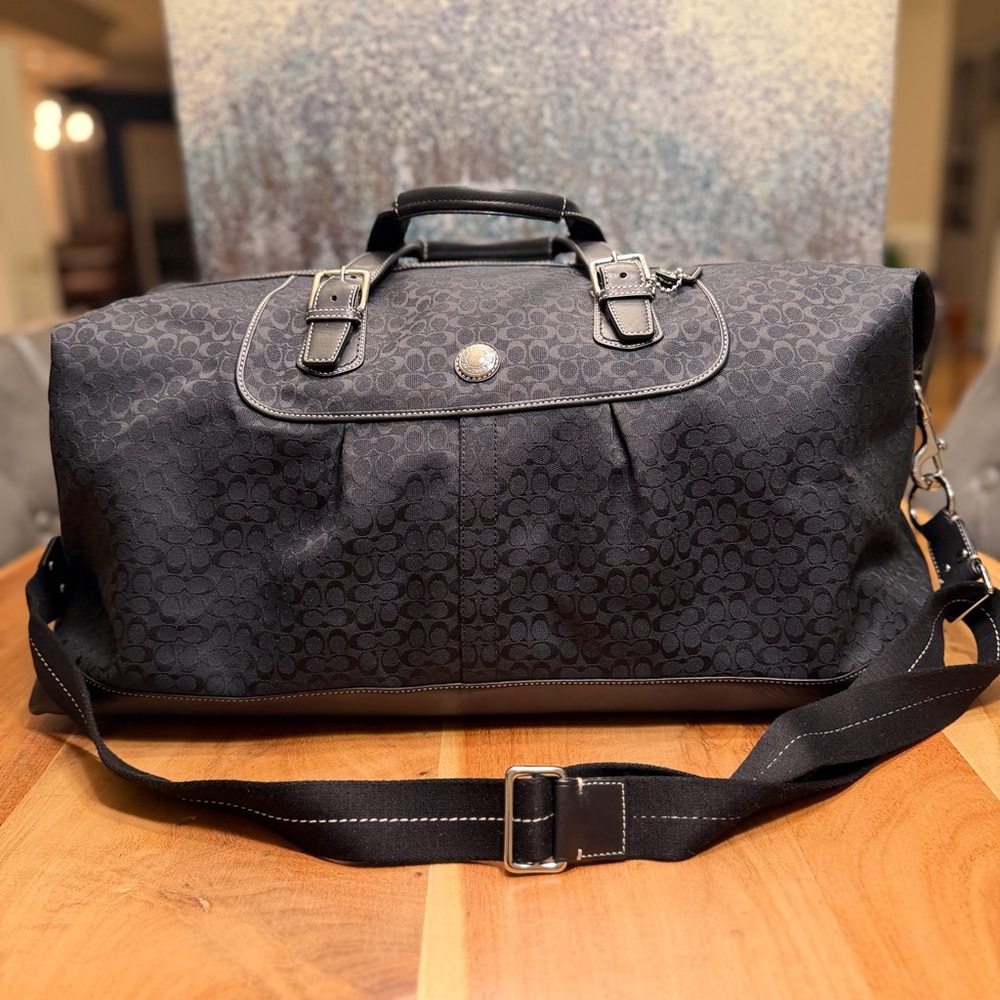 Coach Black Signature Canvas Travel Duffel Bag - Picture 12 of 15